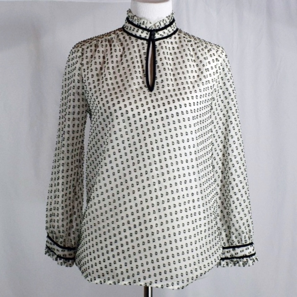 J. Crew Factory Sheer Long Sleeve Polka Dot Top 4
